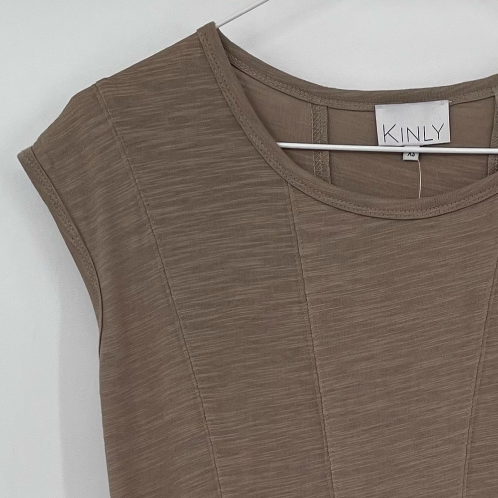 NEW! Kinly Swing Hem Taupe Dress - Picture 2 of 11